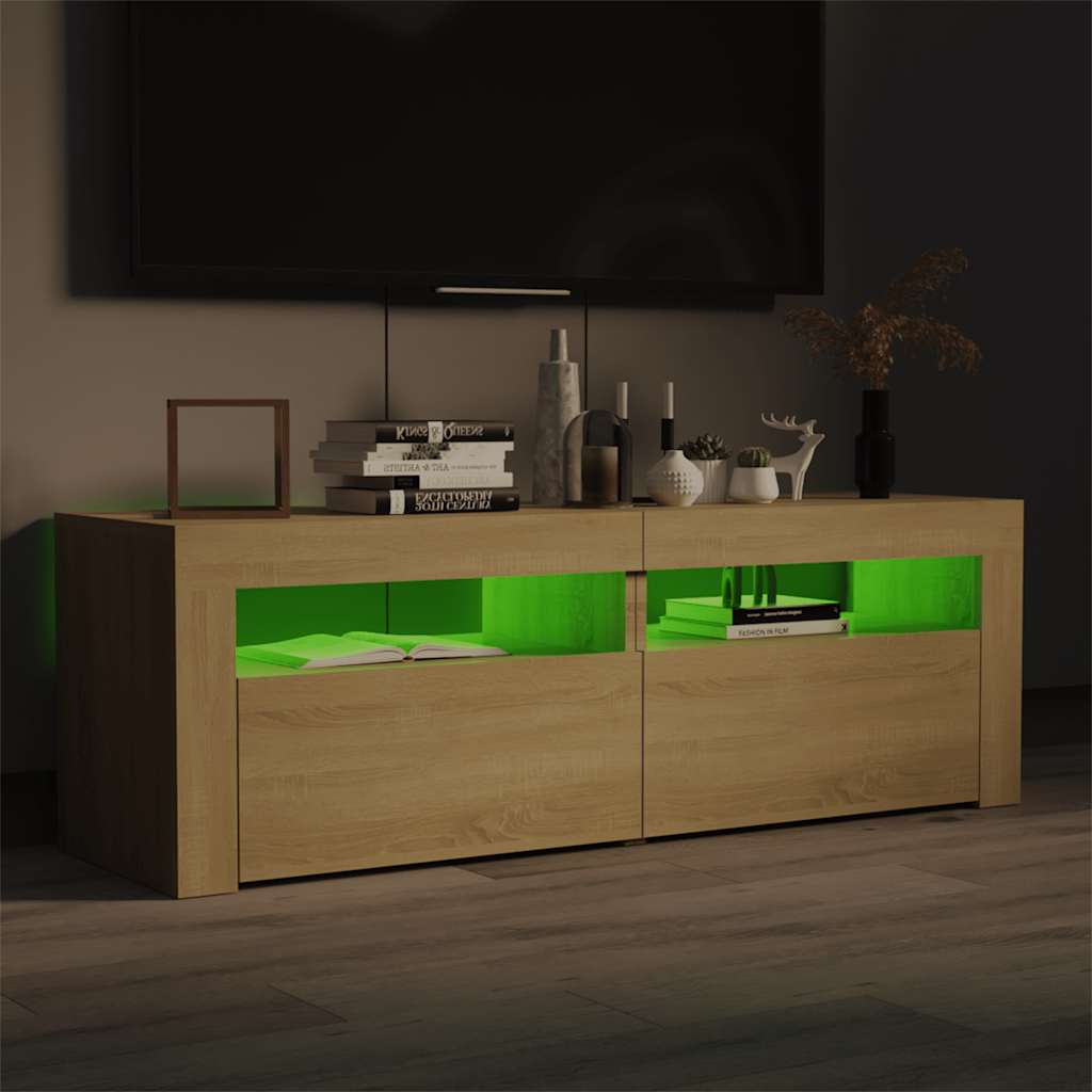 vidaXL Szafka pod TV z oświetleniem LED, dąb sonoma, 120x35x40 cm