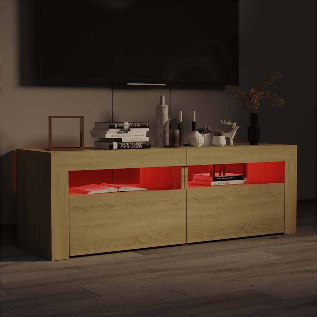 vidaXL Szafka pod TV z oświetleniem LED, dąb sonoma, 120x35x40 cm