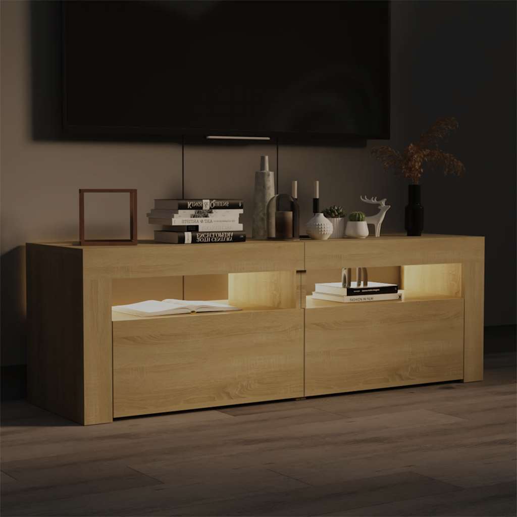 vidaXL Szafka pod TV z oświetleniem LED, dąb sonoma, 120x35x40 cm