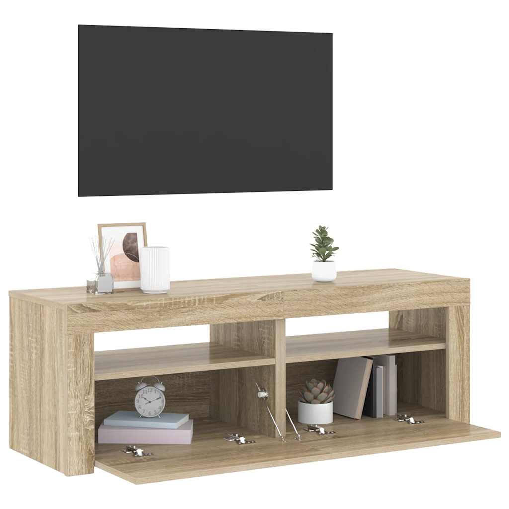 vidaXL Szafka pod TV z oświetleniem LED, dąb sonoma, 120x35x40 cm
