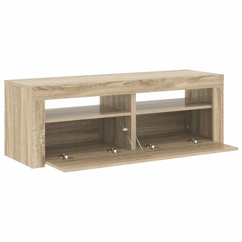 vidaXL Szafka pod TV z oświetleniem LED, dąb sonoma, 120x35x40 cm