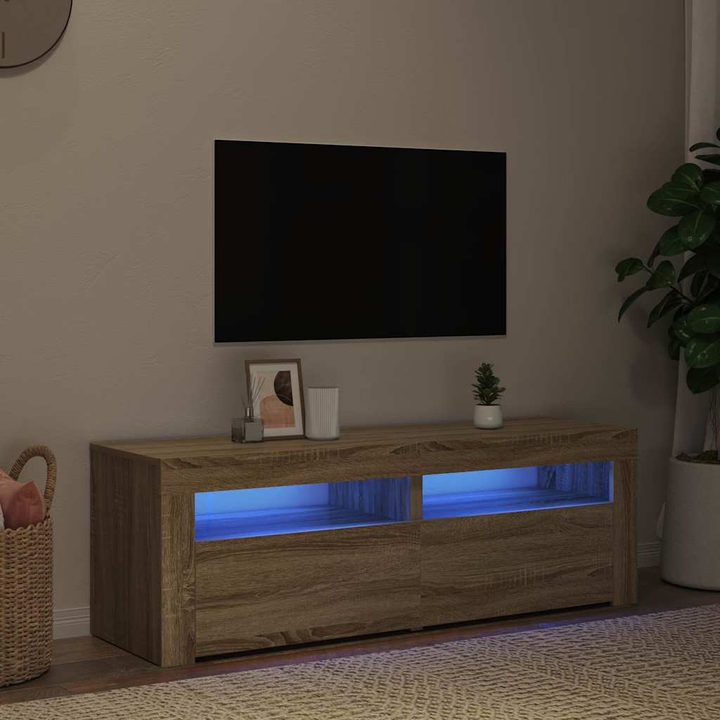 vidaXL Szafka pod TV z oświetleniem LED, dąb sonoma, 120x35x40 cm