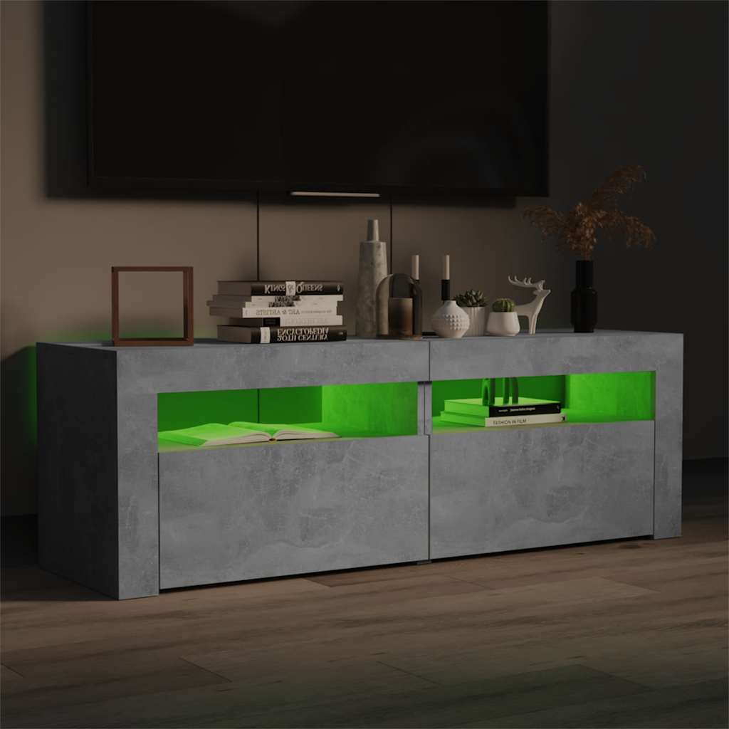 vidaXL Szafka pod TV z oświetleniem LED, szarość betonu, 120x35x40 cm