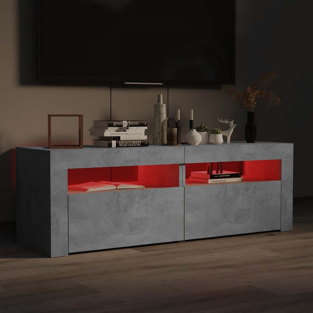 vidaXL Szafka pod TV z oświetleniem LED, szarość betonu, 120x35x40 cm
