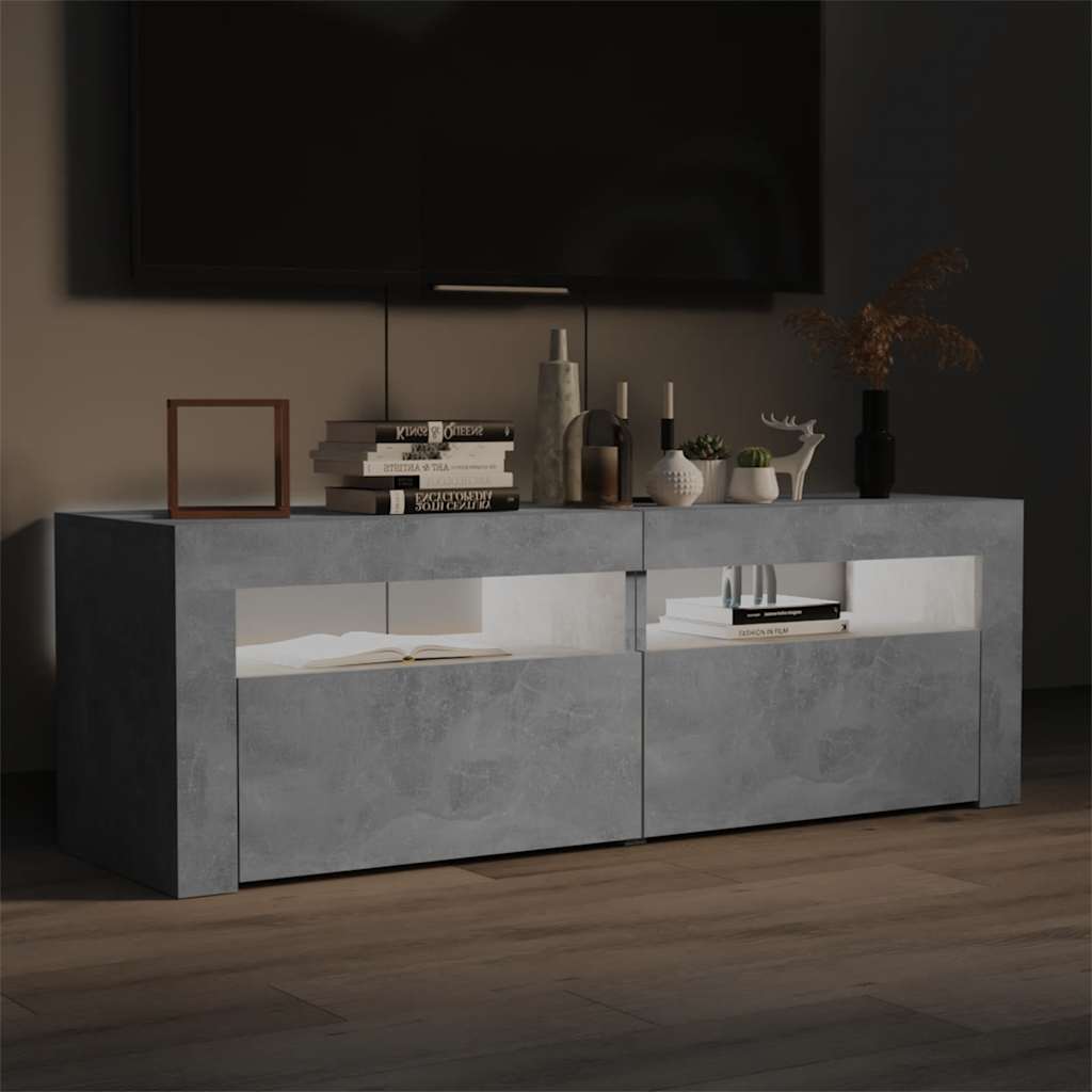 vidaXL Szafka pod TV z oświetleniem LED, szarość betonu, 120x35x40 cm