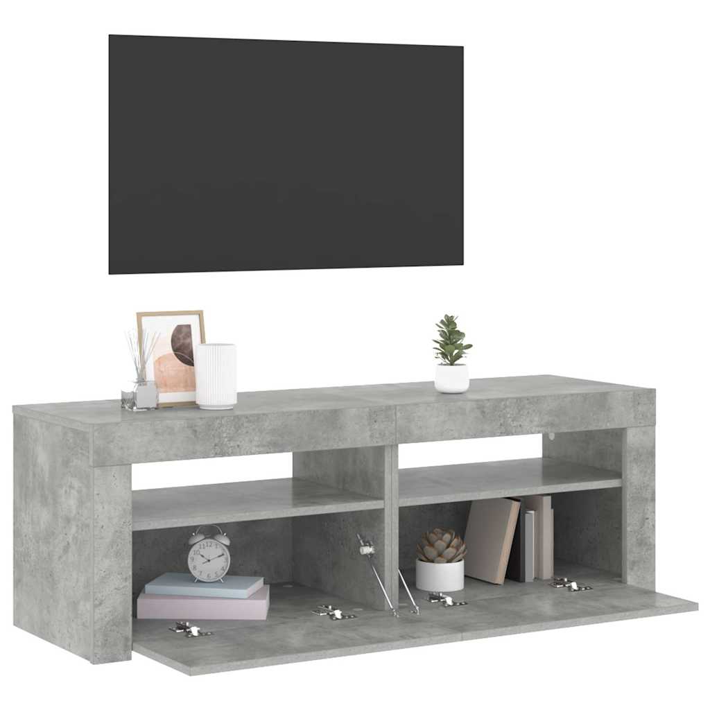 vidaXL Szafka pod TV z oświetleniem LED, szarość betonu, 120x35x40 cm