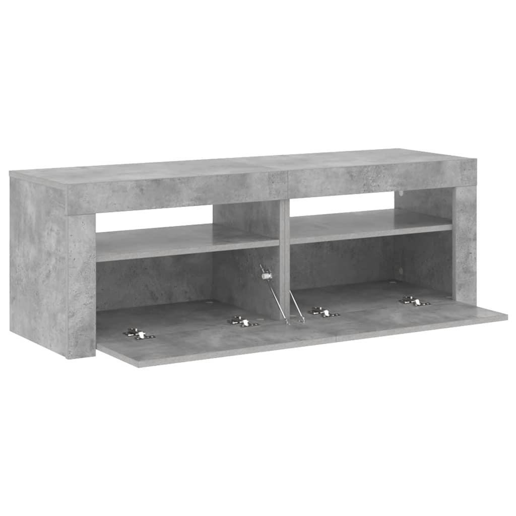 vidaXL Szafka pod TV z oświetleniem LED, szarość betonu, 120x35x40 cm