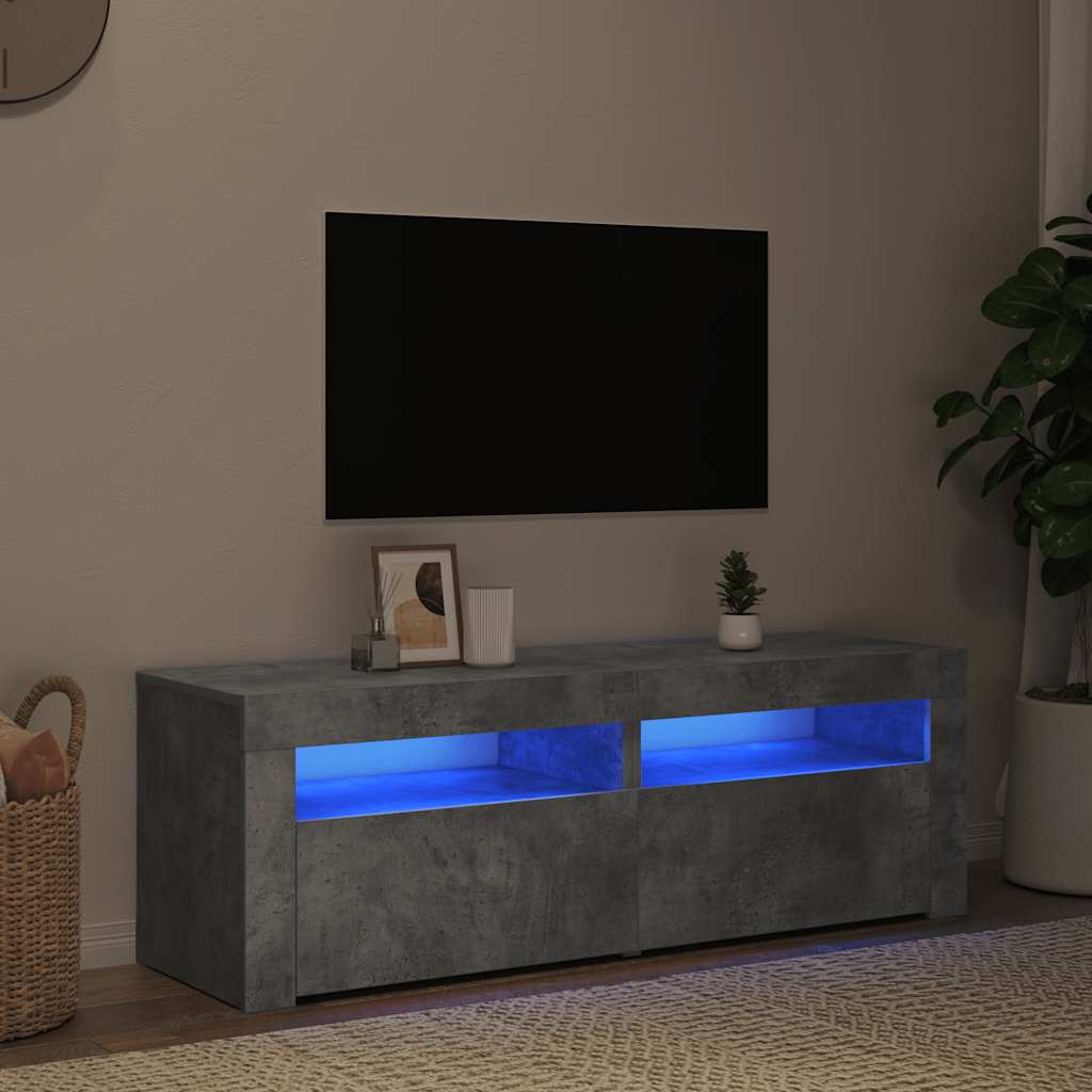 vidaXL Szafka pod TV z oświetleniem LED, szarość betonu, 120x35x40 cm