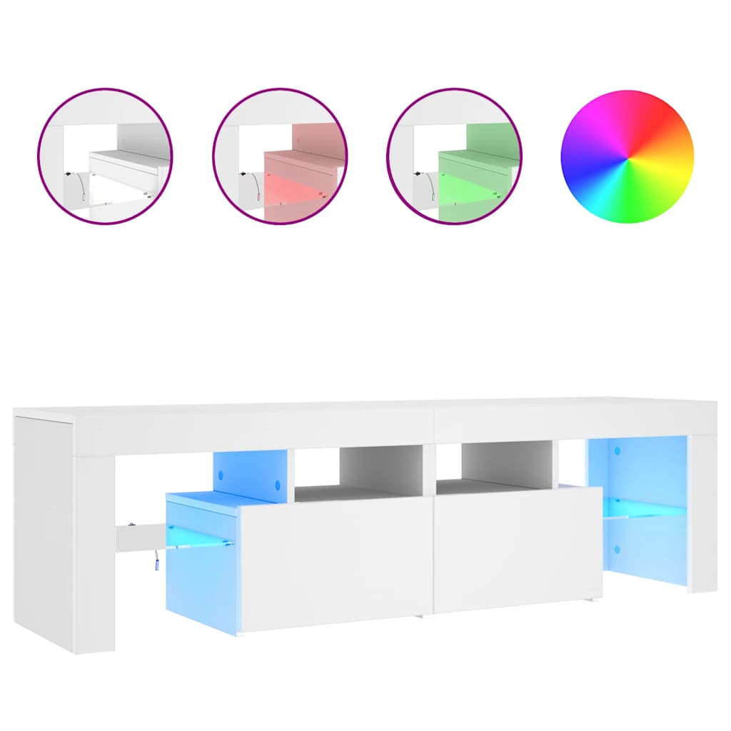 vidaXL Szafka pod TV z oświetleniem LED, biała, 140x36,5x40 cm