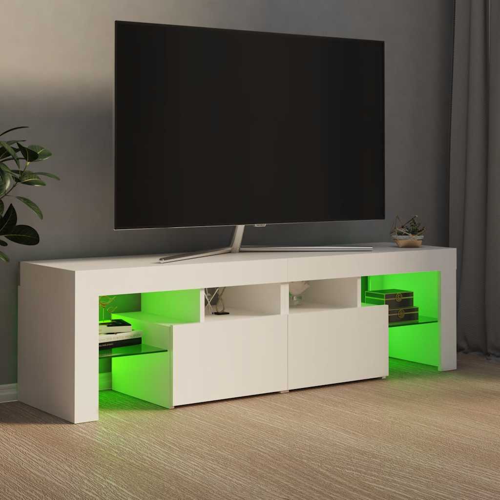 vidaXL Szafka pod TV z oświetleniem LED, biała, 140x36,5x40 cm