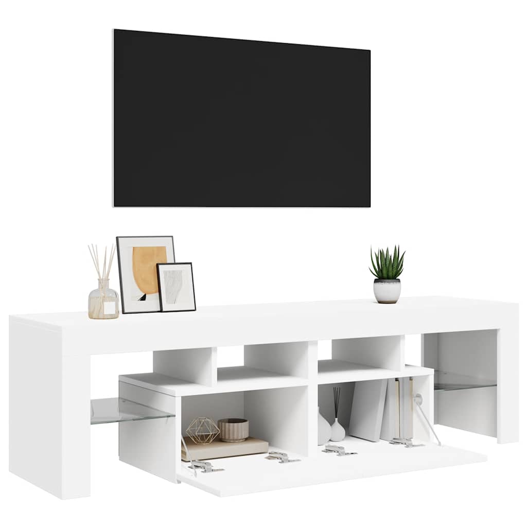 vidaXL Szafka pod TV z oświetleniem LED, biała, 140x36,5x40 cm