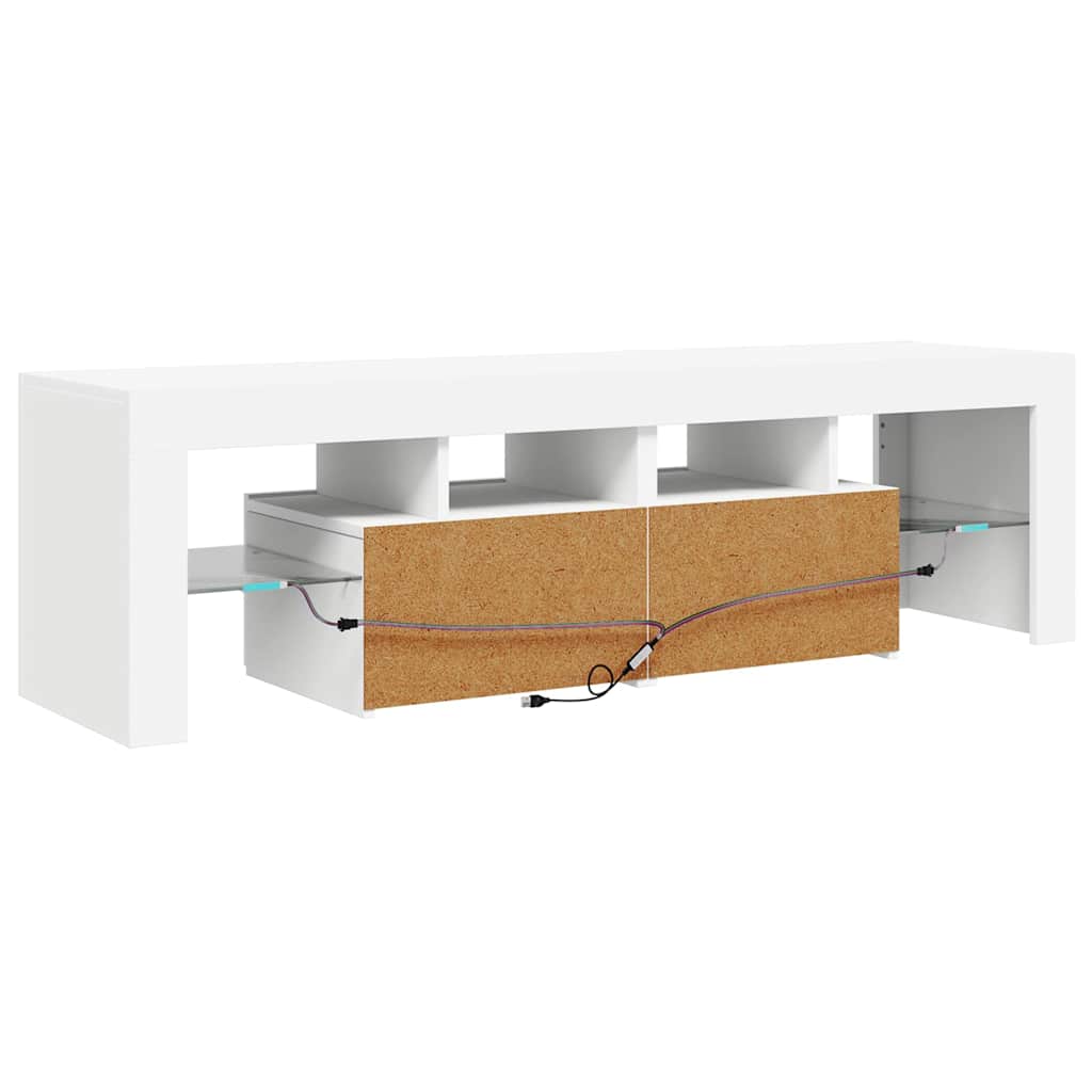 vidaXL Szafka pod TV z oświetleniem LED, biała, 140x36,5x40 cm