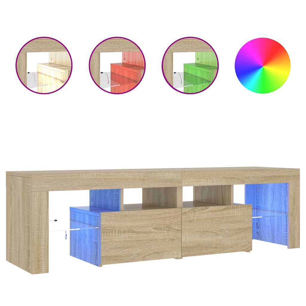 vidaXL Szafka TV z oświetleniem LED, dąb sonoma, 140x36,5x40 cm