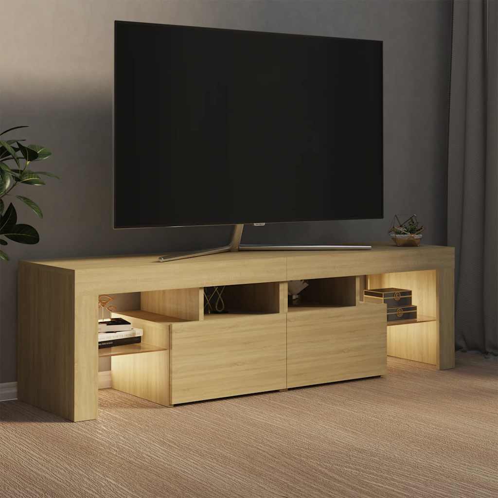 vidaXL Szafka TV z oświetleniem LED, dąb sonoma, 140x36,5x40 cm