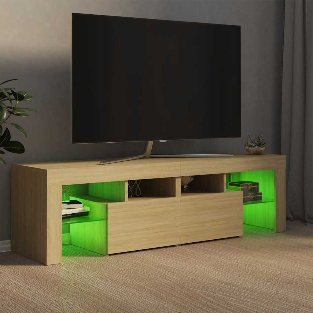 vidaXL Szafka TV z oświetleniem LED, dąb sonoma, 140x36,5x40 cm