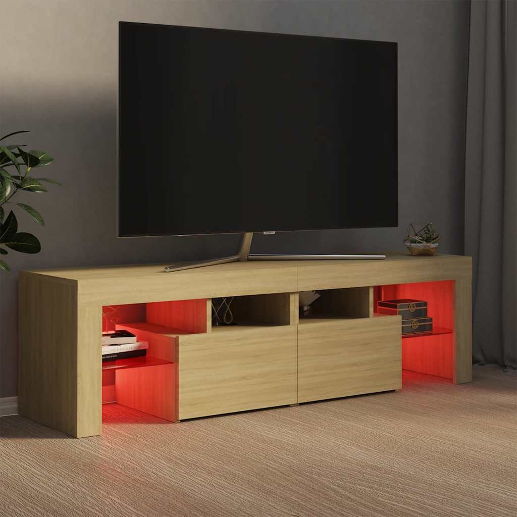 vidaXL Szafka TV z oświetleniem LED, dąb sonoma, 140x36,5x40 cm