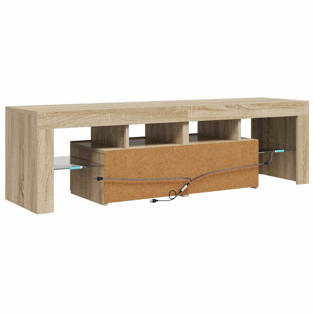 vidaXL Szafka TV z oświetleniem LED, dąb sonoma, 140x36,5x40 cm