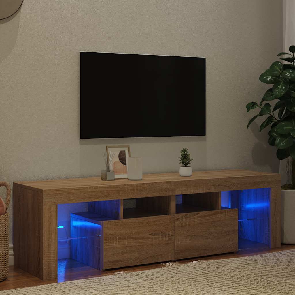 vidaXL Szafka TV z oświetleniem LED, dąb sonoma, 140x36,5x40 cm