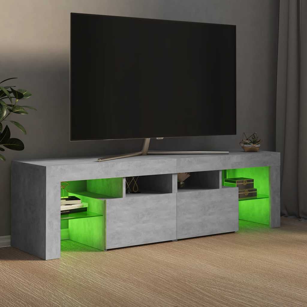 vidaXL Szafka pod TV z oświetleniem LED, szarość betonu 140x36,5x40 cm