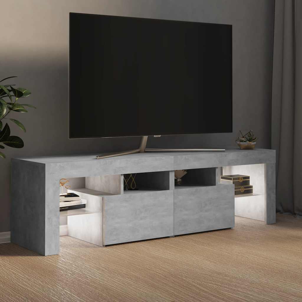 vidaXL Szafka pod TV z oświetleniem LED, szarość betonu 140x36,5x40 cm