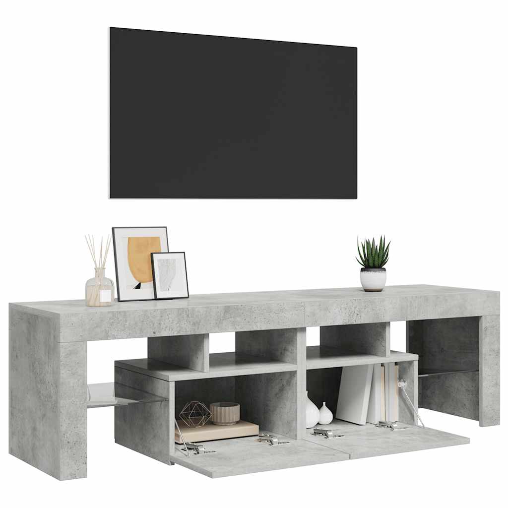 vidaXL Szafka pod TV z oświetleniem LED, szarość betonu 140x36,5x40 cm