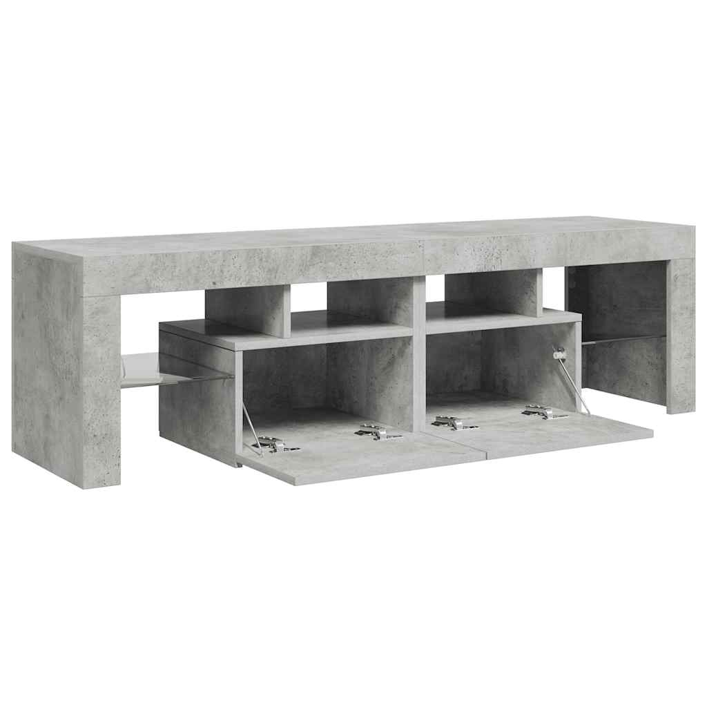 vidaXL Szafka pod TV z oświetleniem LED, szarość betonu 140x36,5x40 cm