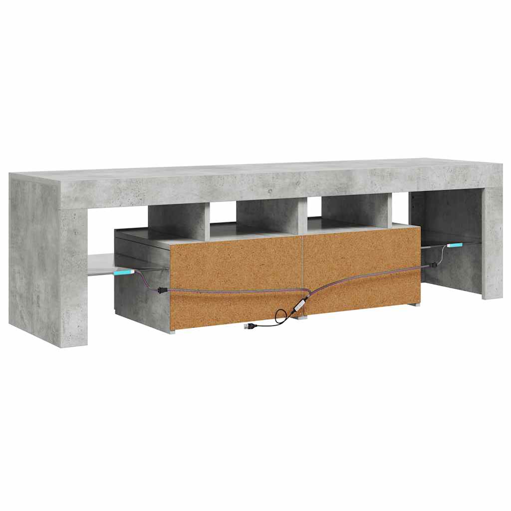 vidaXL Szafka pod TV z oświetleniem LED, szarość betonu 140x36,5x40 cm
