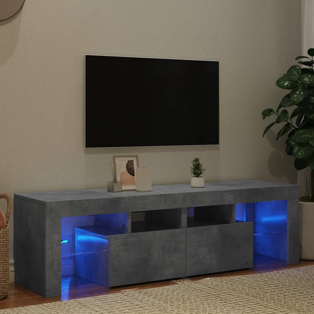 vidaXL Szafka pod TV z oświetleniem LED, szarość betonu 140x36,5x40 cm