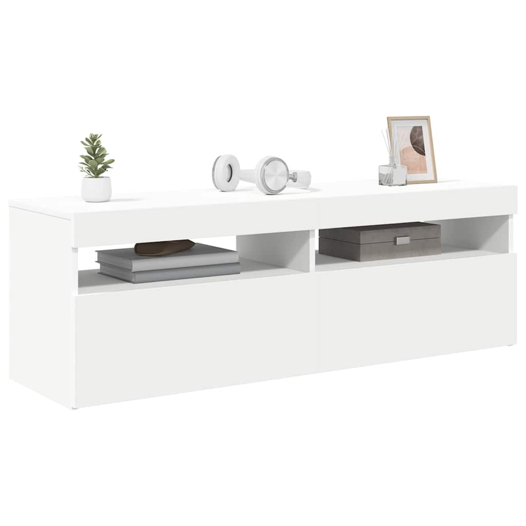 vidaXL Szafka pod TV z oświetleniem LED, biała, 120x35x40 cm