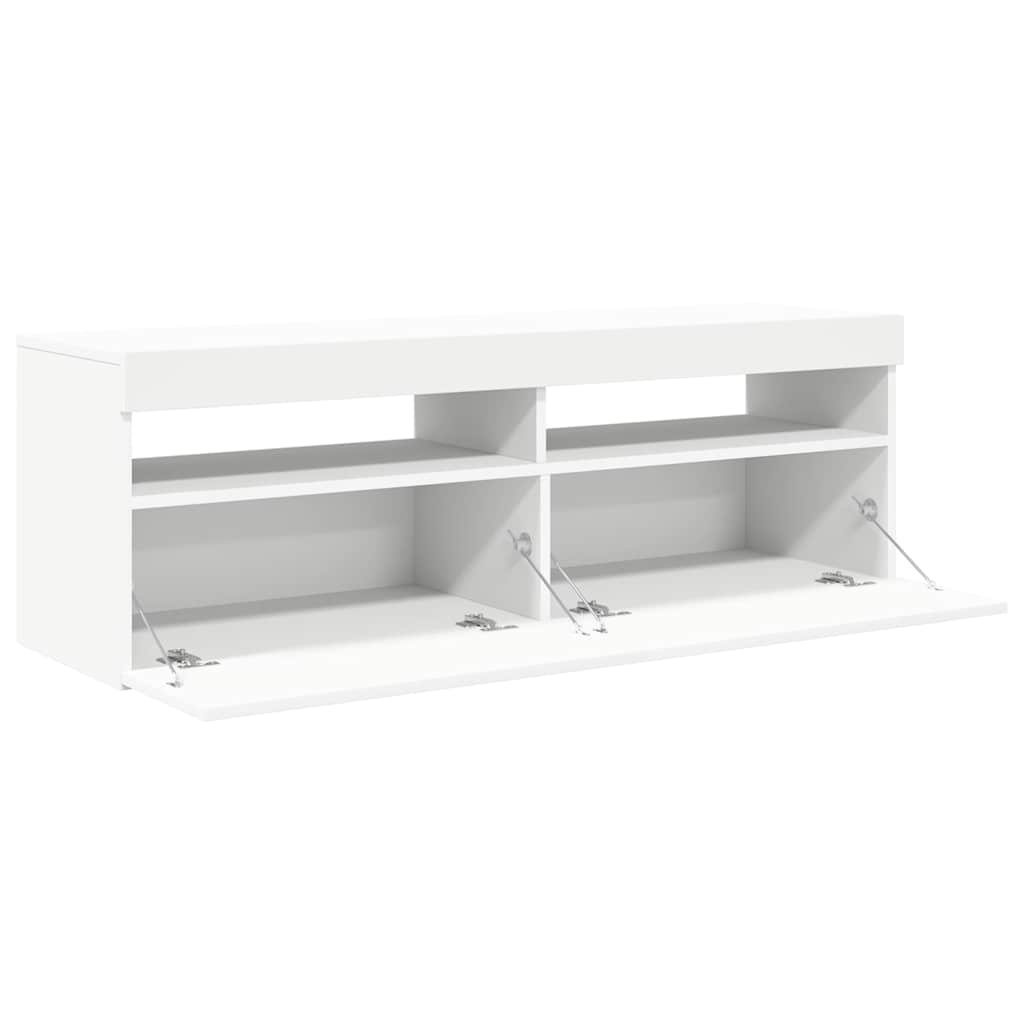vidaXL Szafka pod TV z oświetleniem LED, biała, 120x35x40 cm