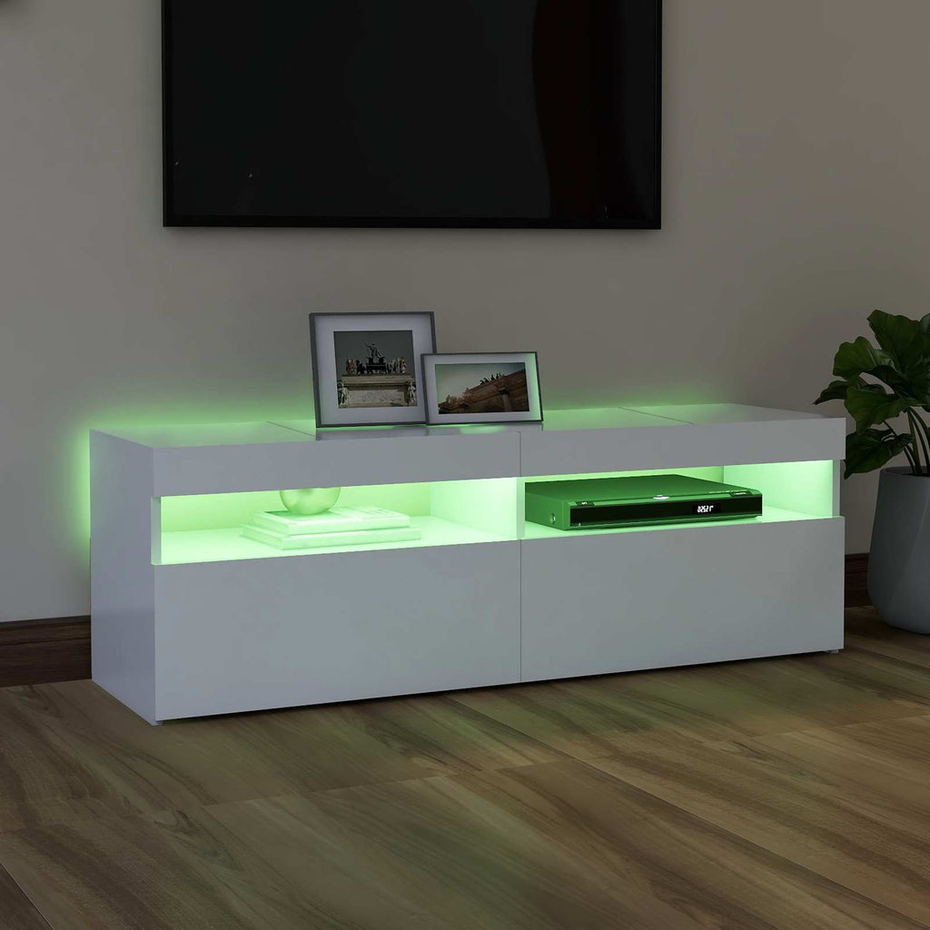 vidaXL Szafka pod TV z oświetleniem LED, biała, 120x35x40 cm