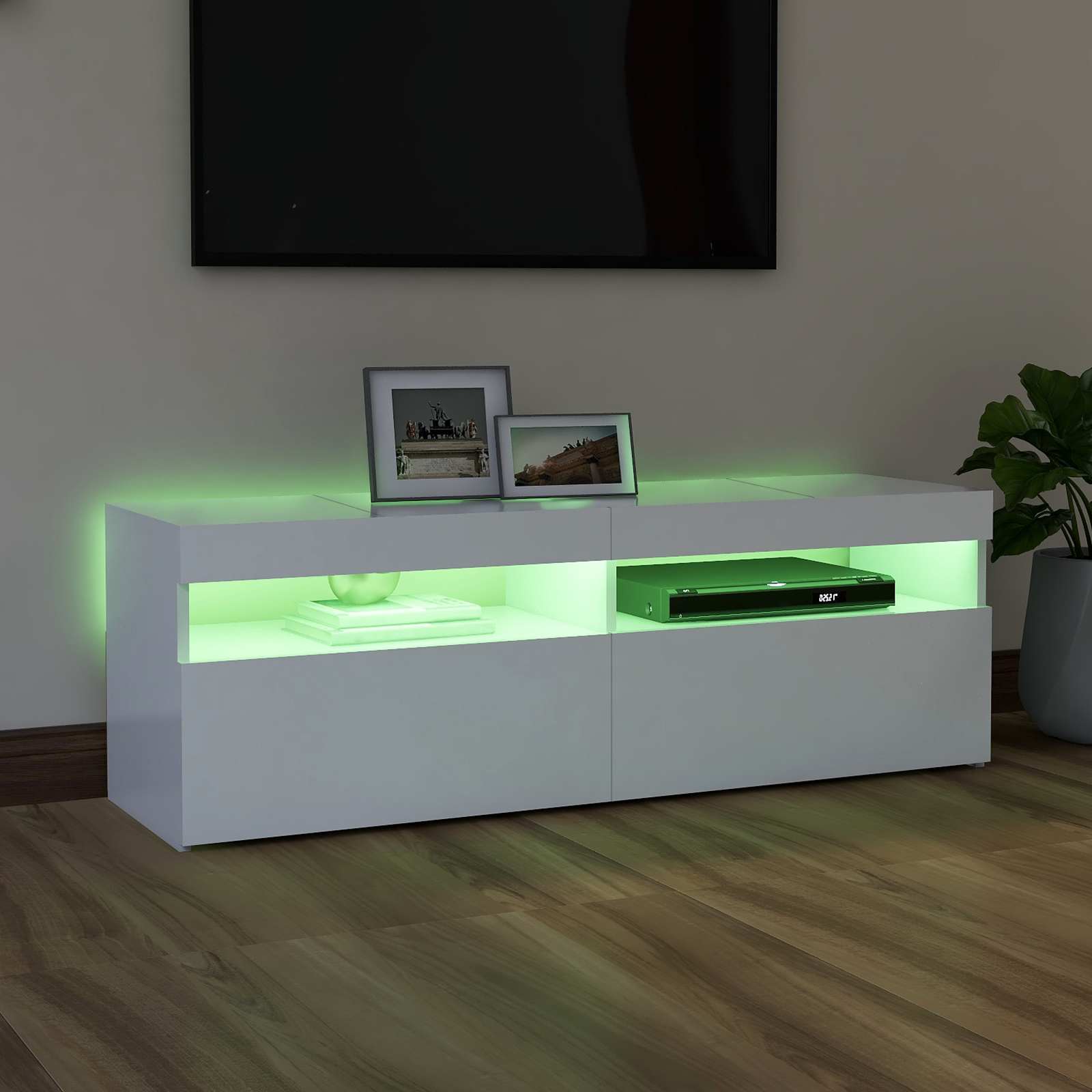 vidaXL Szafka pod TV z oświetleniem LED, biała, 120x35x40 cm