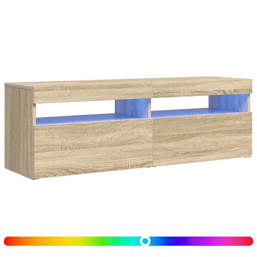 vidaXL Szafka pod TV z oświetleniem LED, dąb sonoma, 120x35x40 cm
