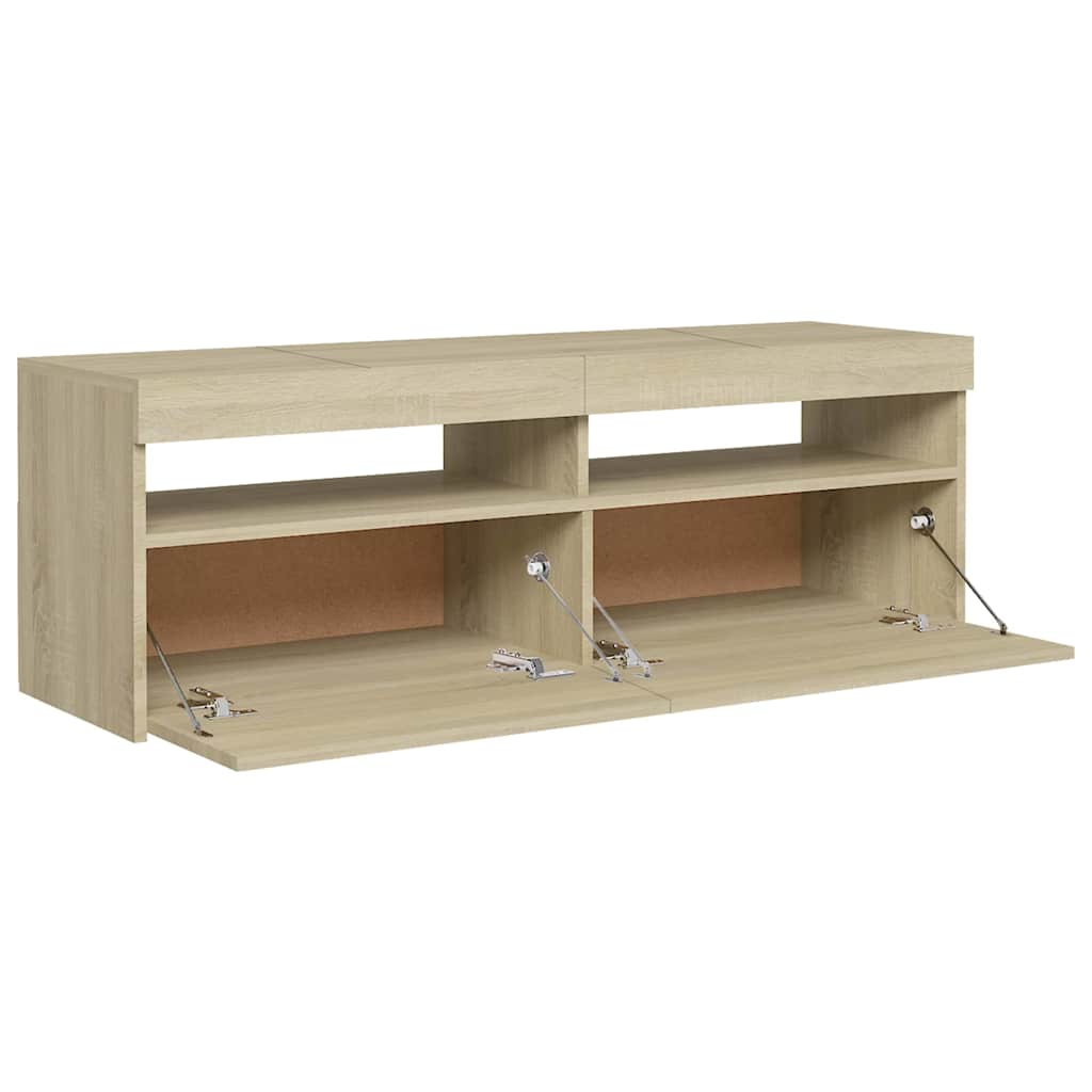 vidaXL Szafka pod TV z oświetleniem LED, dąb sonoma, 120x35x40 cm