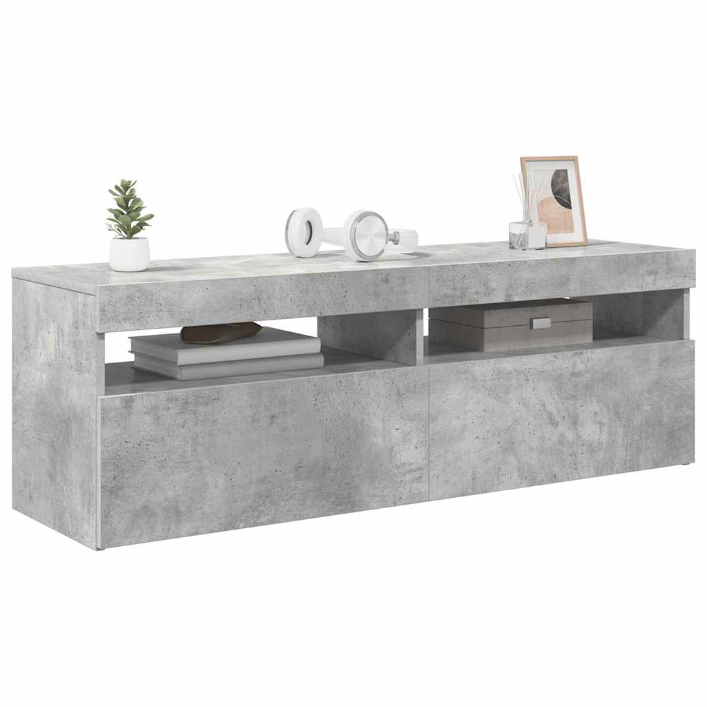 vidaXL Szafka pod TV z oświetleniem LED, szarość betonu, 120x35x40 cm