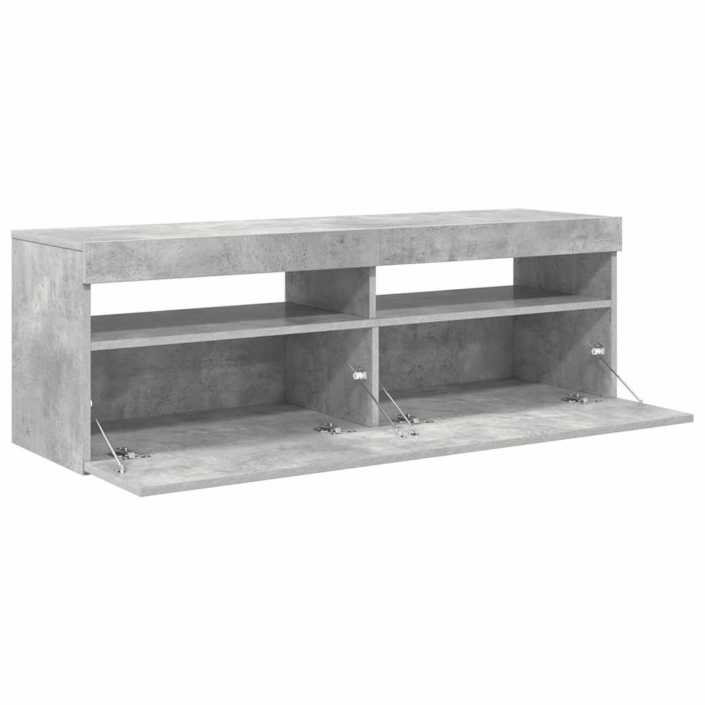 vidaXL Szafka pod TV z oświetleniem LED, szarość betonu, 120x35x40 cm