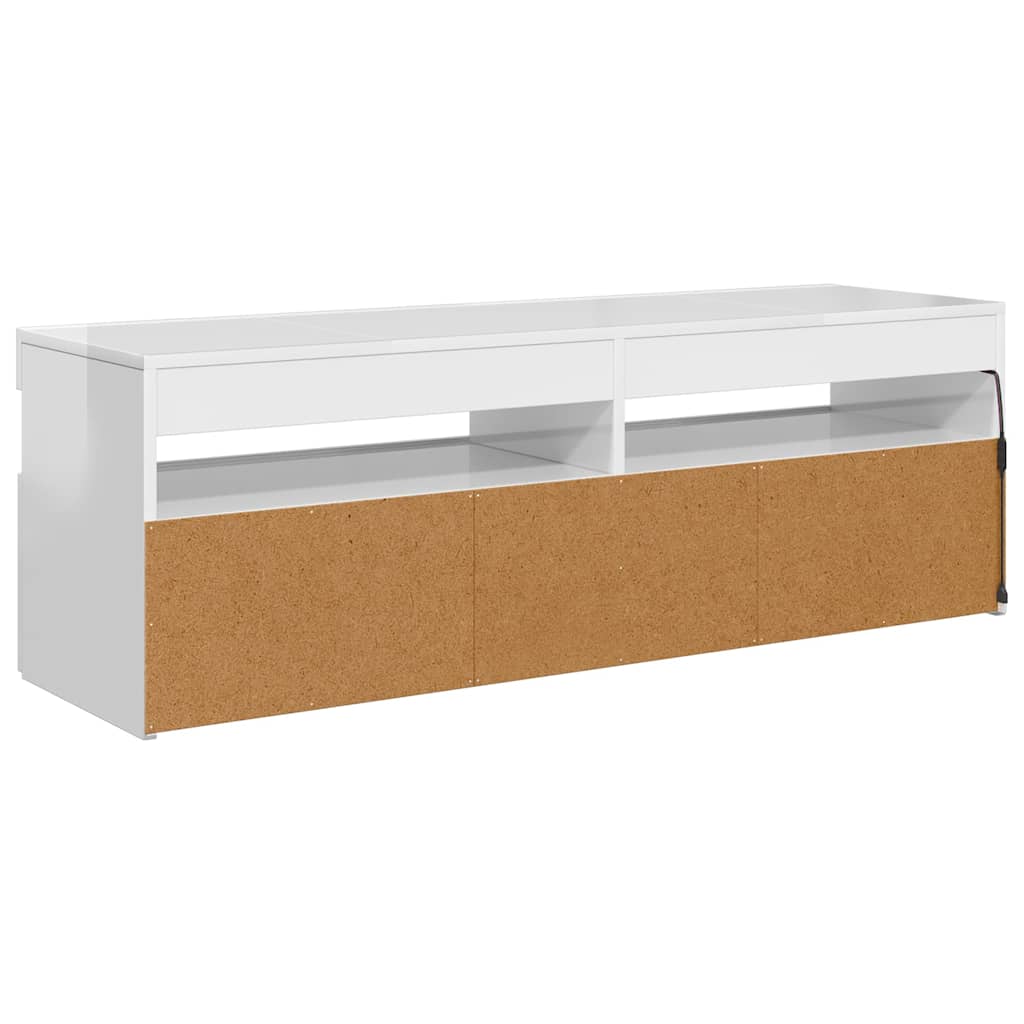 vidaXL Szafka TV z oświetleniem LED, biała, wysoki połysk, 120x35x40cm
