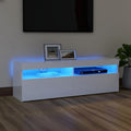 vidaXL Szafka TV z oświetleniem LED, biała, wysoki połysk, 120x35x40cm