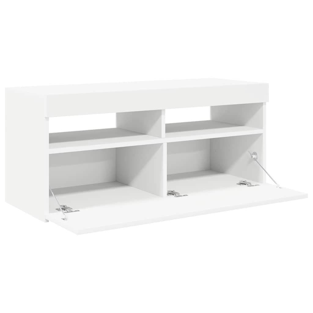 vidaXL Szafka pod TV z oświetleniem LED, biała, 90x35x40 cm