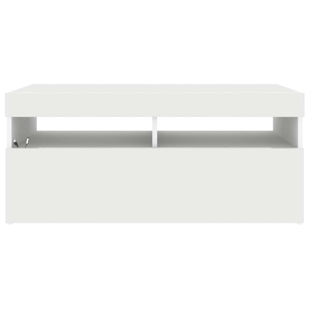 vidaXL Szafka pod TV z oświetleniem LED, biała, 90x35x40 cm