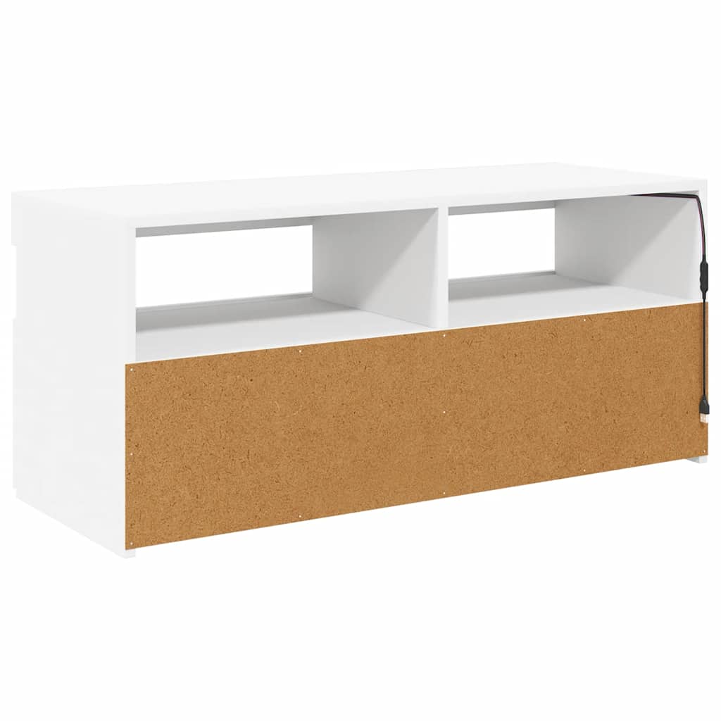 vidaXL Szafka pod TV z oświetleniem LED, biała, 90x35x40 cm