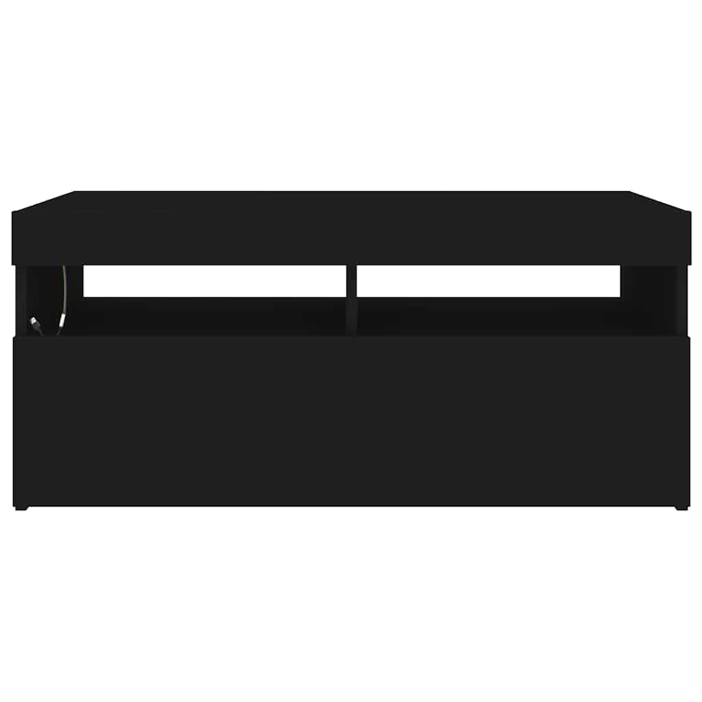 vidaXL Szafka pod TV z oświetleniem LED, czarna, 90x35x40 cm