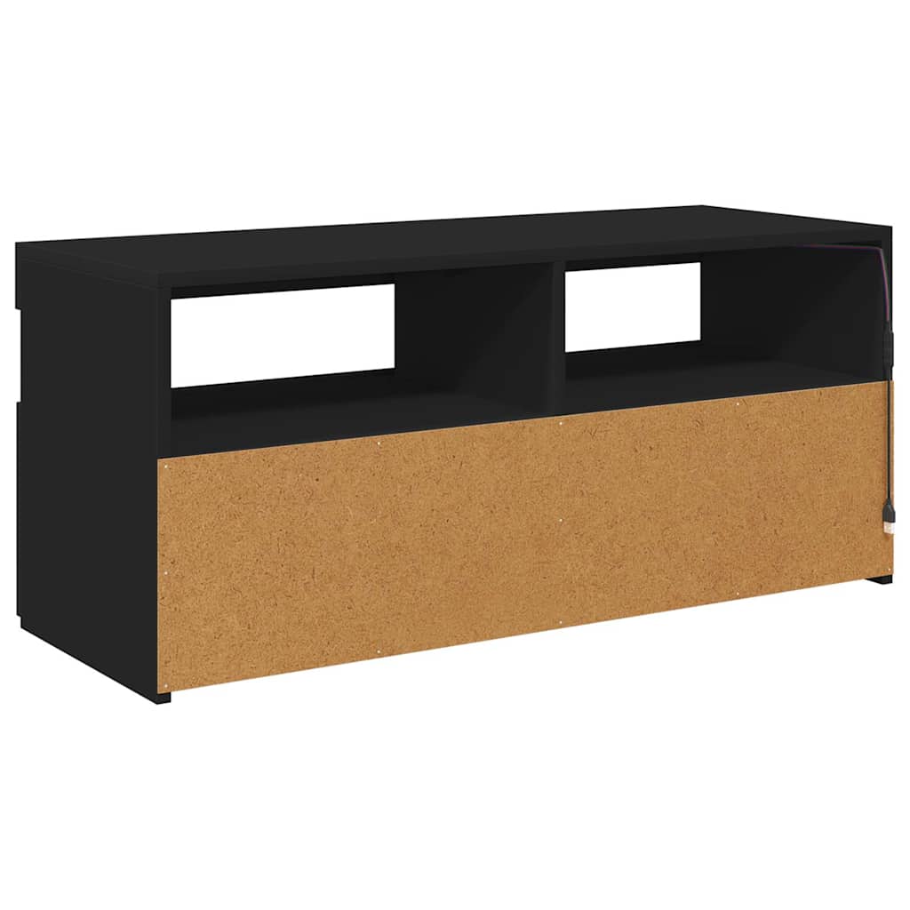 vidaXL Szafka pod TV z oświetleniem LED, czarna, 90x35x40 cm