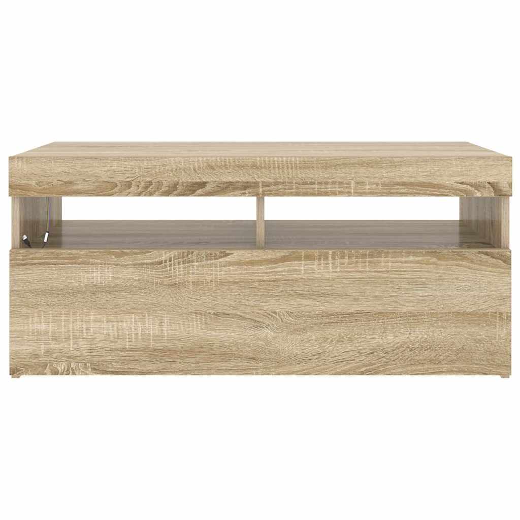 vidaXL Szafka pod TV z oświetleniem LED, dąb sonoma, 90x35x40 cm