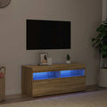 vidaXL Szafka pod TV z oświetleniem LED, dąb sonoma, 90x35x40 cm