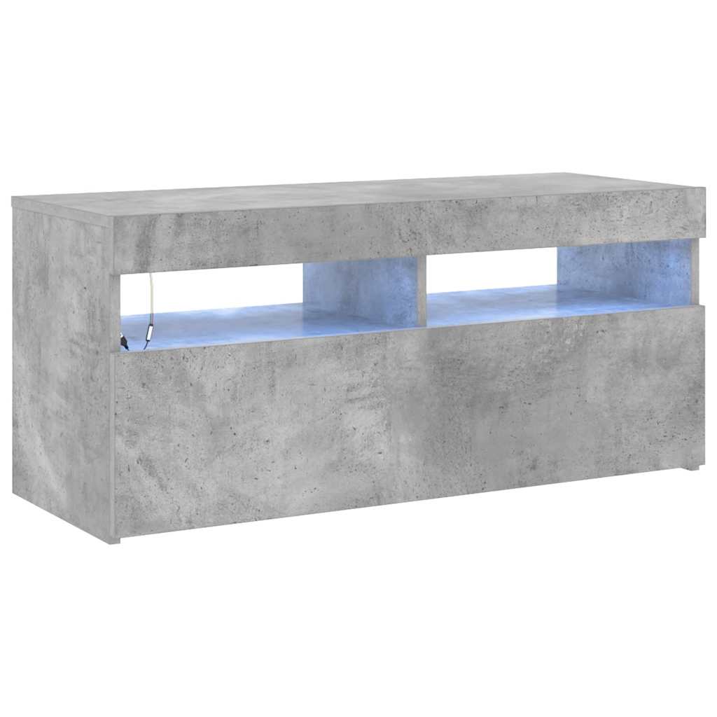 vidaXL Szafka pod TV z oświetleniem LED, szarość betonu, 90x35x40 cm