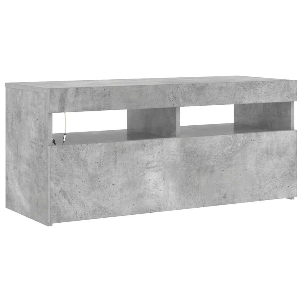 vidaXL Szafka pod TV z oświetleniem LED, szarość betonu, 90x35x40 cm