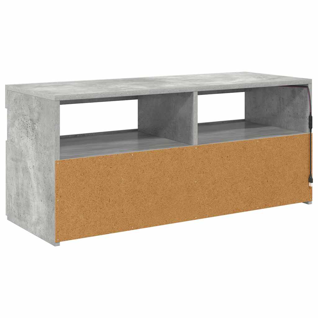 vidaXL Szafka pod TV z oświetleniem LED, szarość betonu, 90x35x40 cm