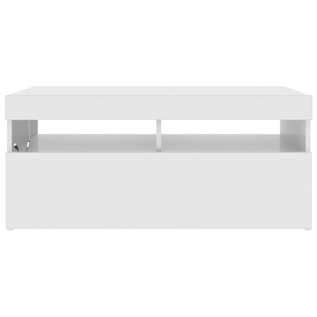 vidaXL Szafka TV z oświetleniem LED, wysoki połysk, biała, 90x35x40 cm