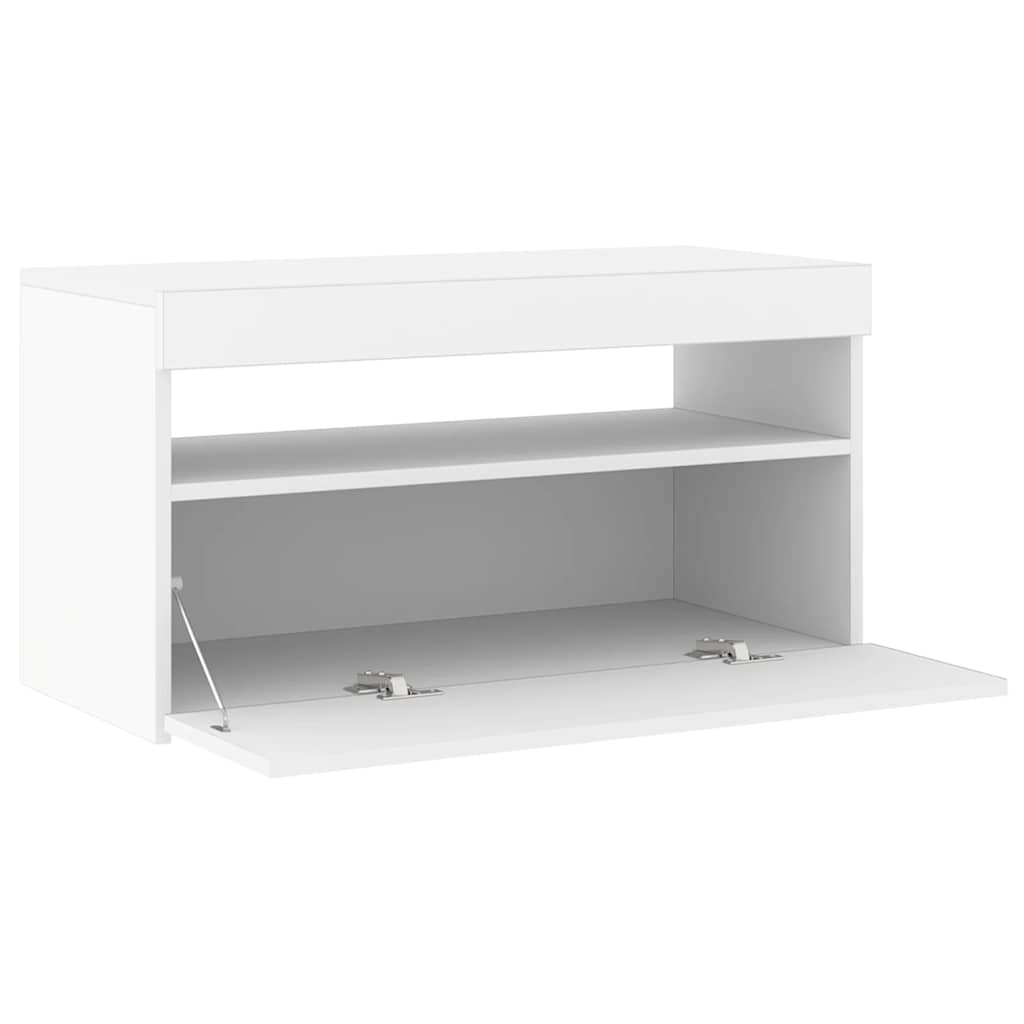 vidaXL Szafka pod TV z oświetleniem LED, biała, 75x35x40 cm
